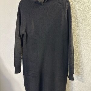 PRETTYLITTLETHING PLUS Black Ribbed Turtleneck Long Sleeve Sweater Dress XL